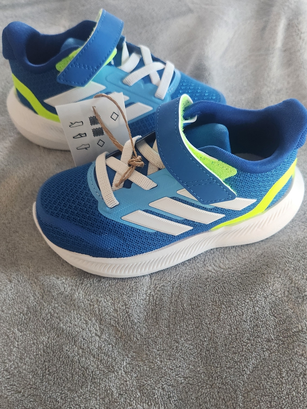 adidas Kids Blue & Neon Yellow Slip-On Athletic Sneakers Size 7k/ 7c Toddler